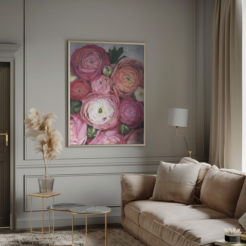 Arleth ranunculus bouquet in warm pink Poster