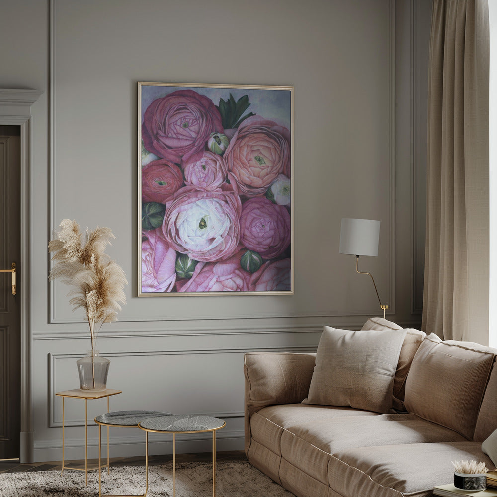 Arleth ranunculus bouquet in cold pink Poster