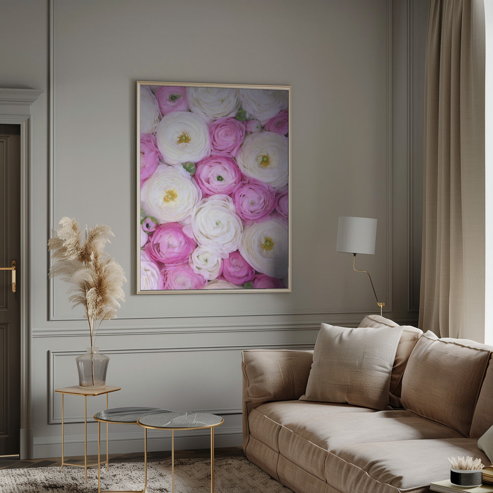 Scattered ranunculus in pink II Poster