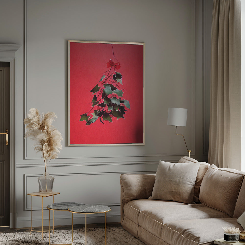 Mistletoe With Red Bow Poster