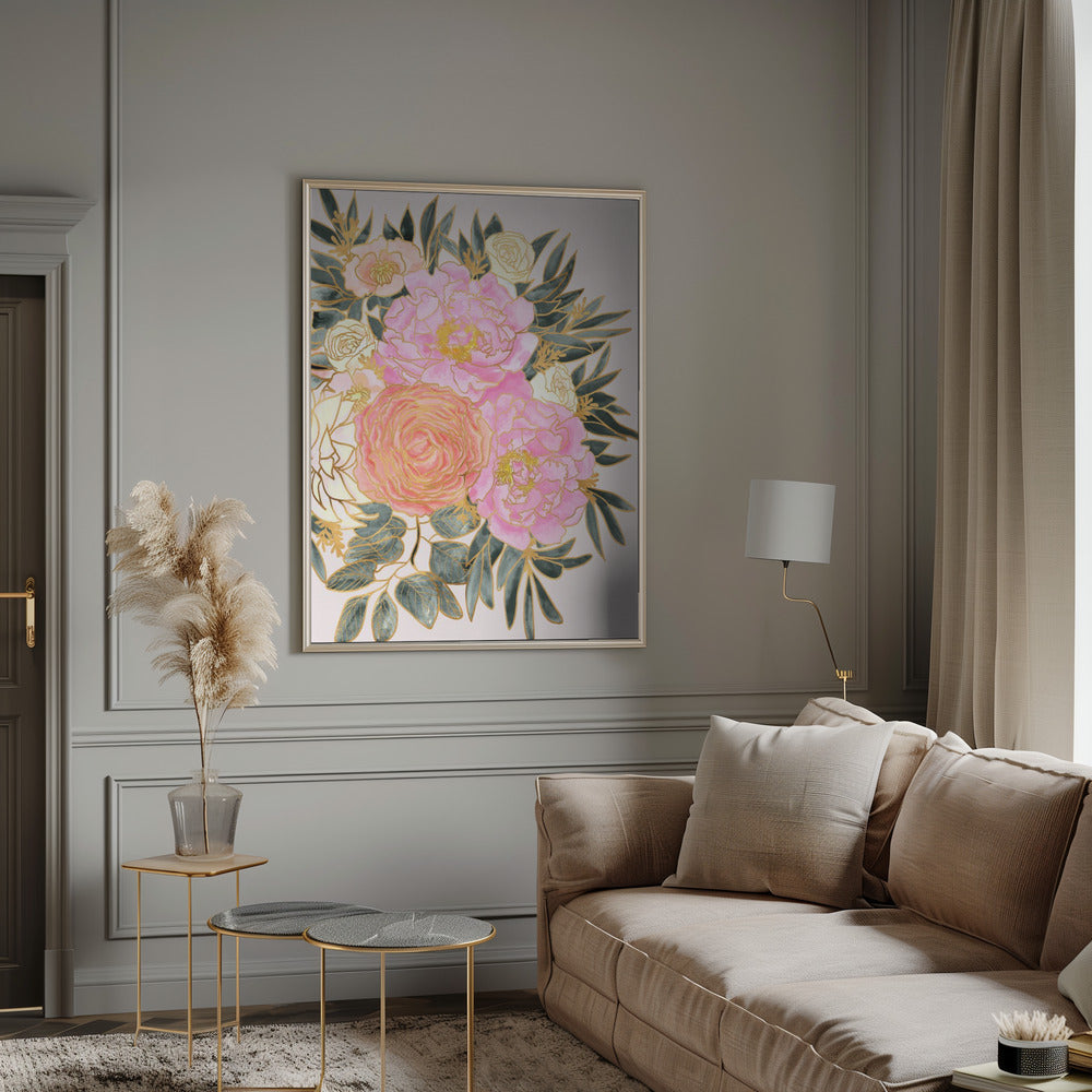 Nanette floral art in pastels Poster