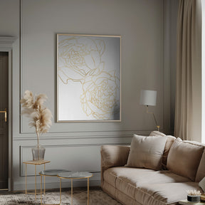 Sally's peonies in gold Poster