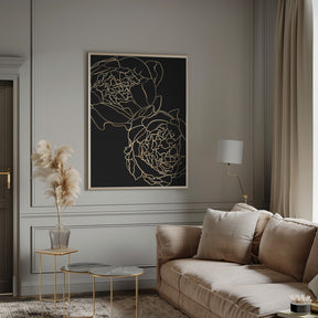 Sally's peonies in gold and black Poster