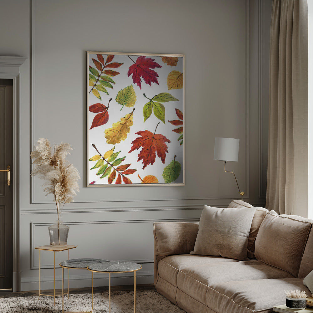 Painterly fall leaves Poster