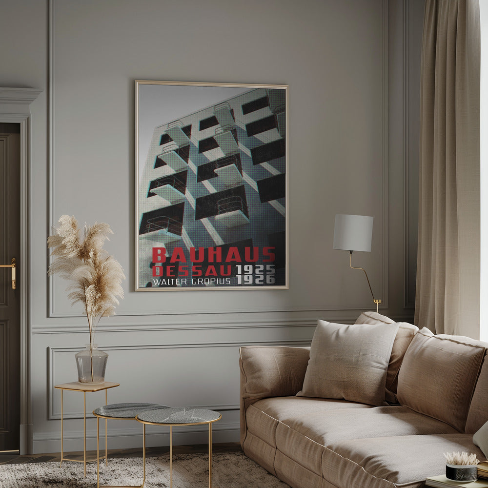 Bauhaus Dessau architecture in vintage magazine style VII Poster