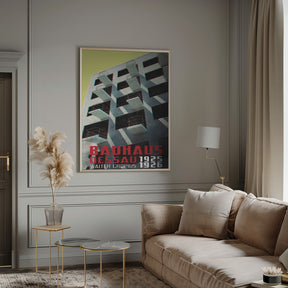 Bauhaus Dessau architecture in vintage magazine style VIII Poster