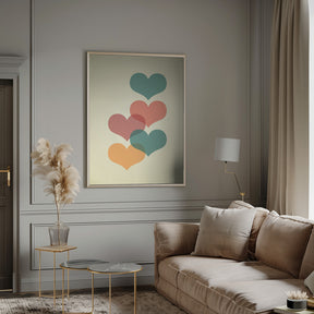 Mid century hearts I Poster