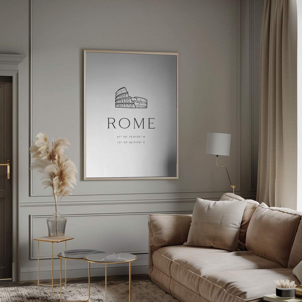 Rome coordinates with Colosseum sketch Poster