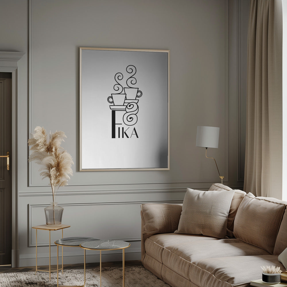 Fika line art illustration Poster