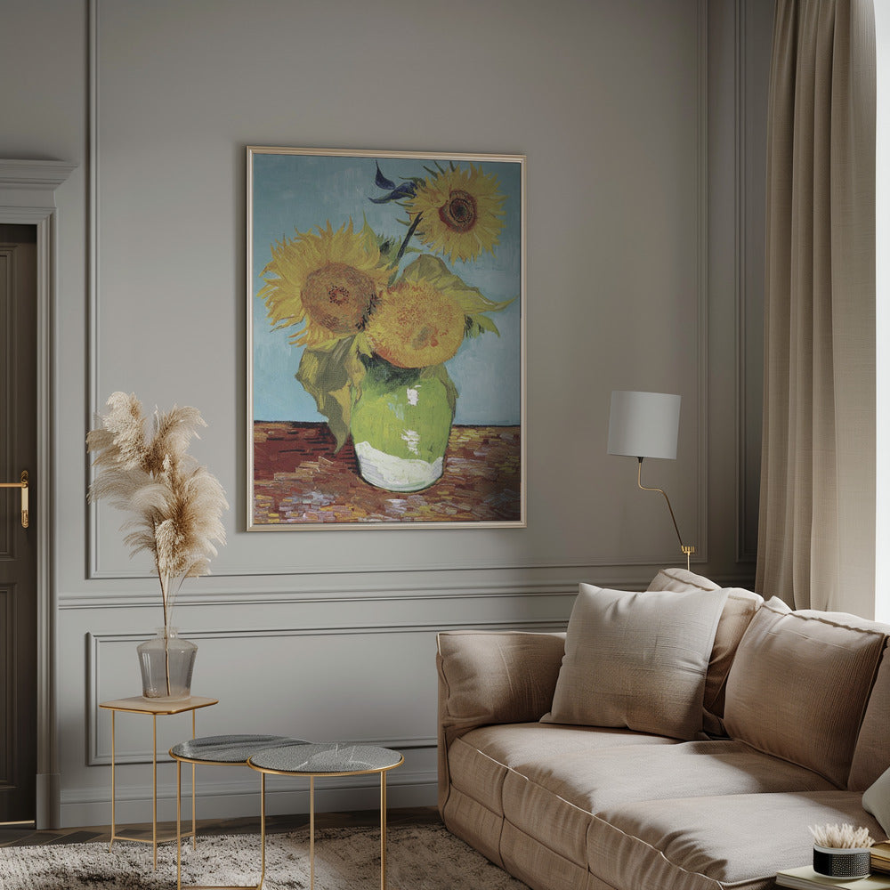 Vase With Three Sunflowers Poster