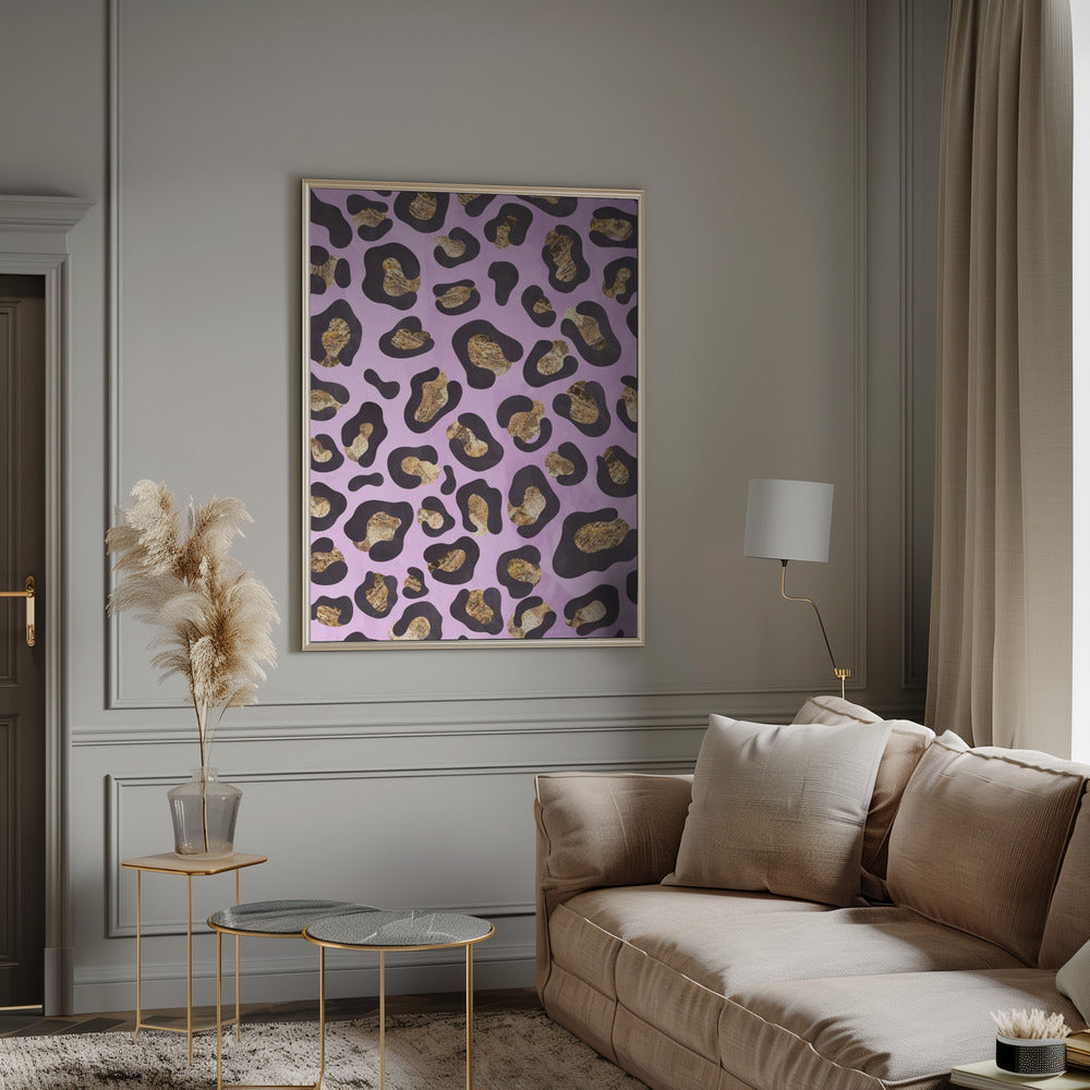 Gold leopard print pink Poster