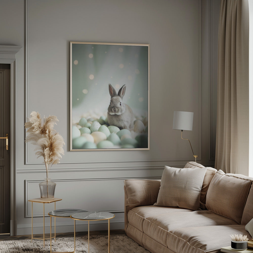 Bunny and Pastel Eggs Poster