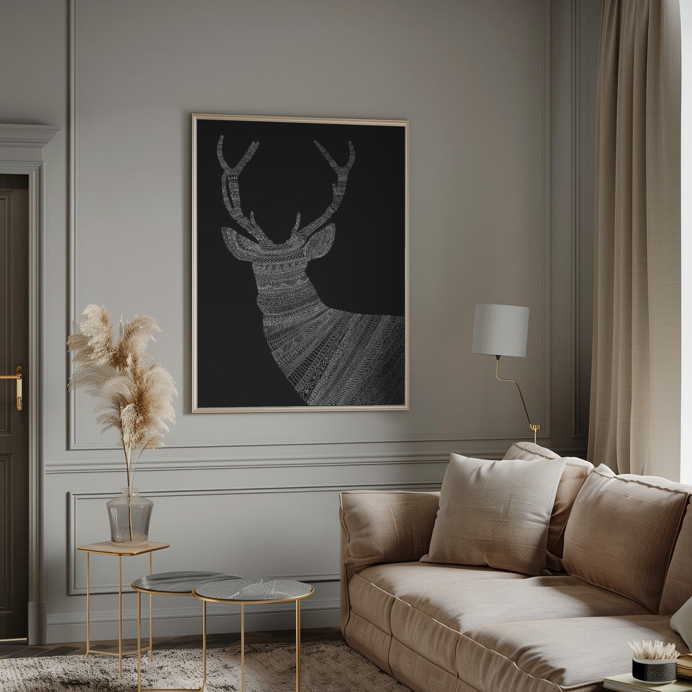 Stag Black Poster