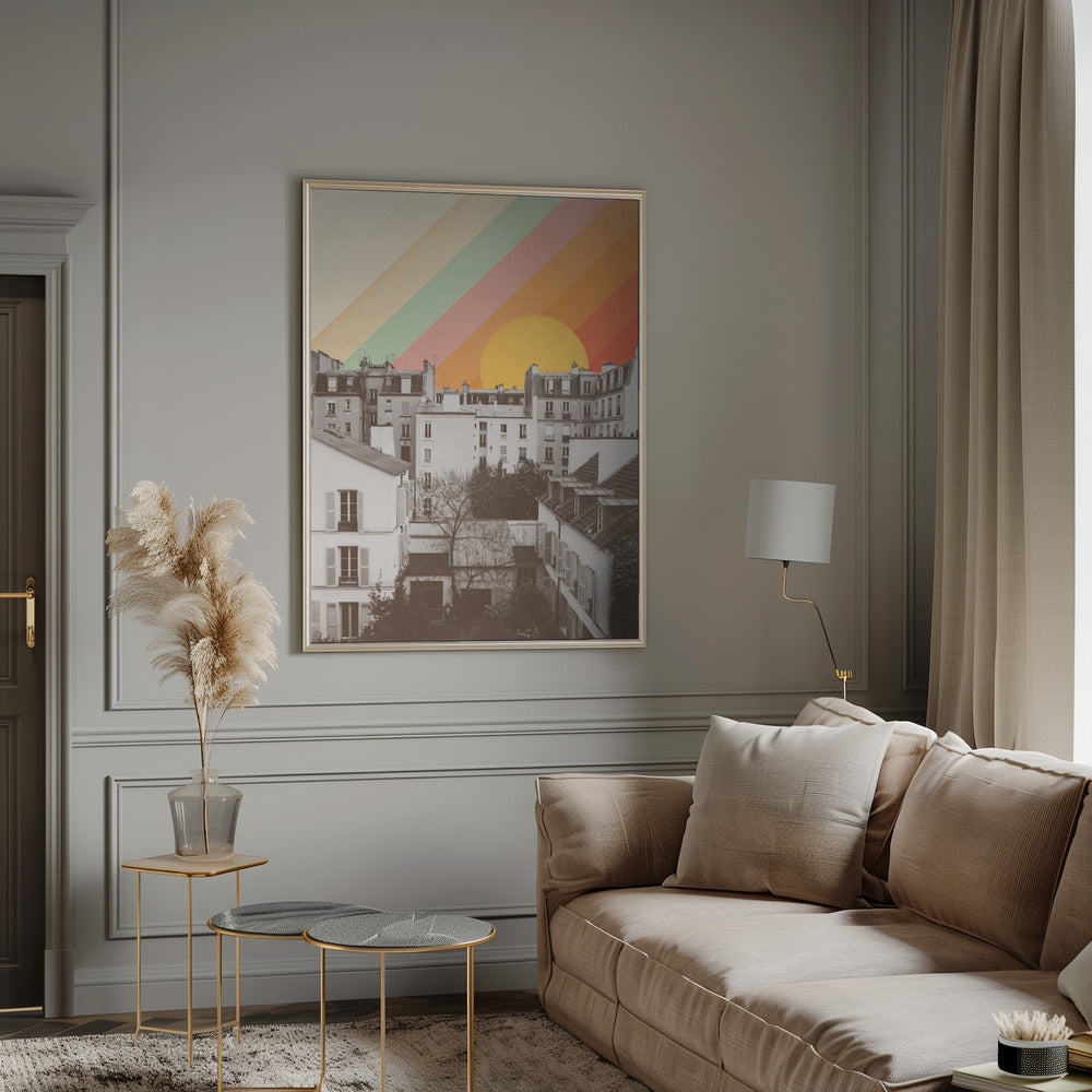 Rainbow Sky Above Paris Poster