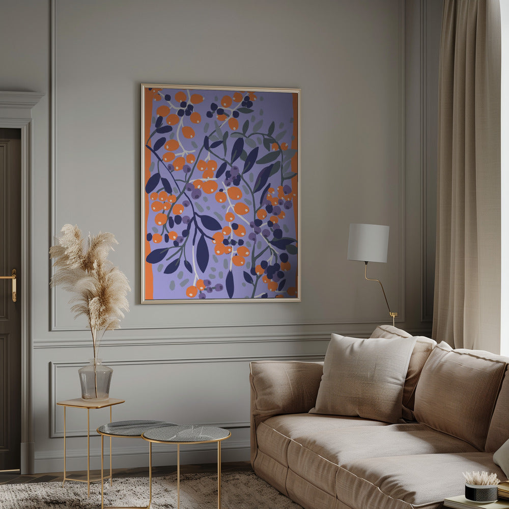 Blue And Orange Berries Poster