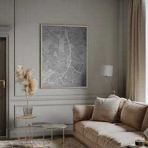 Map of Madrid (Spain) in gray vintage style Poster