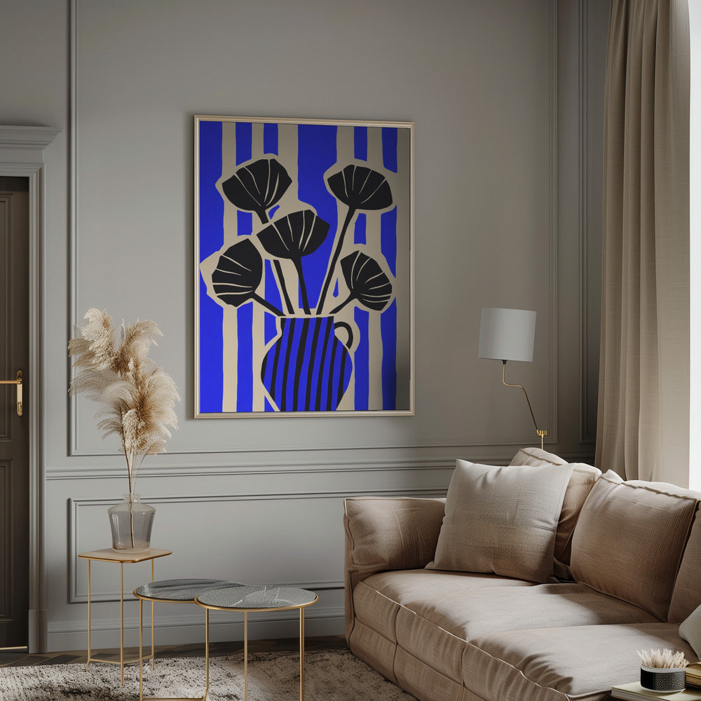 Striped Still Life Blue Poster
