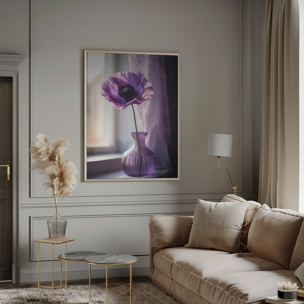 Purple Poppy In Vase Poster