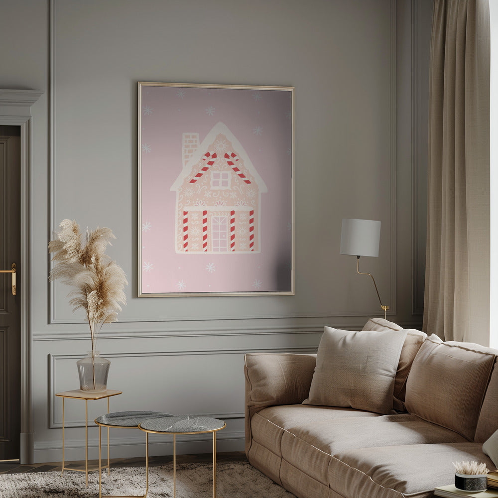 Pink Gingerbread House Poster