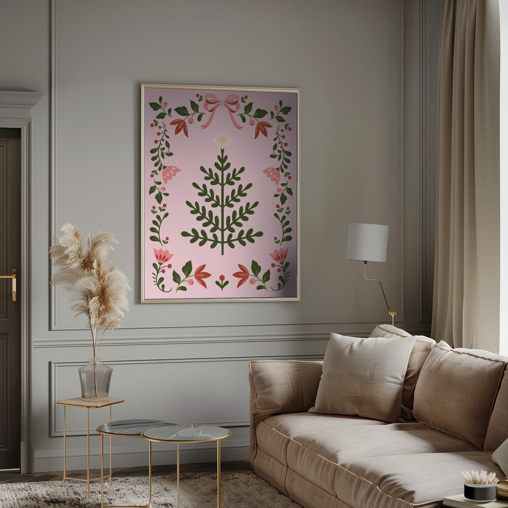 Pink Christmas Tree Poster