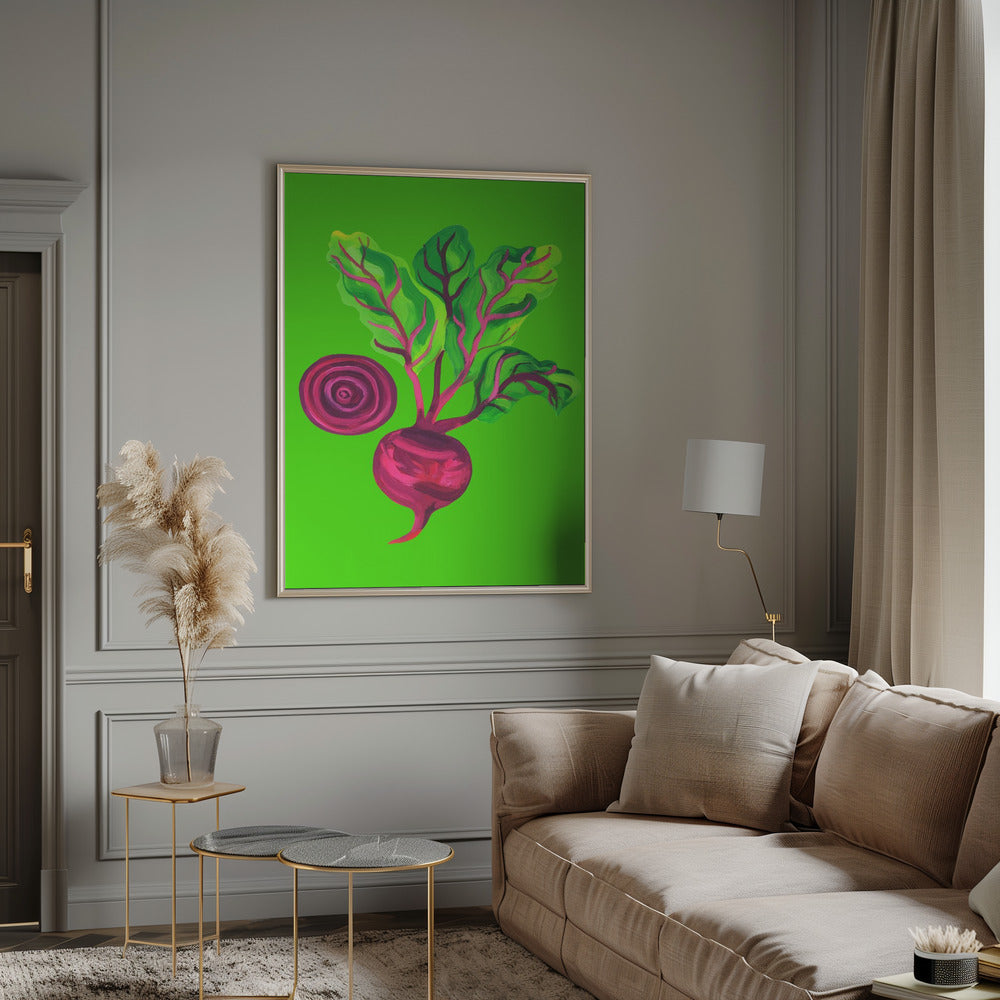 Beetroot Swirl Green Poster