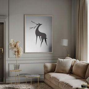 Stylized retro deer (grey) Poster