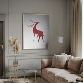 Stylized retro deer (red) Poster