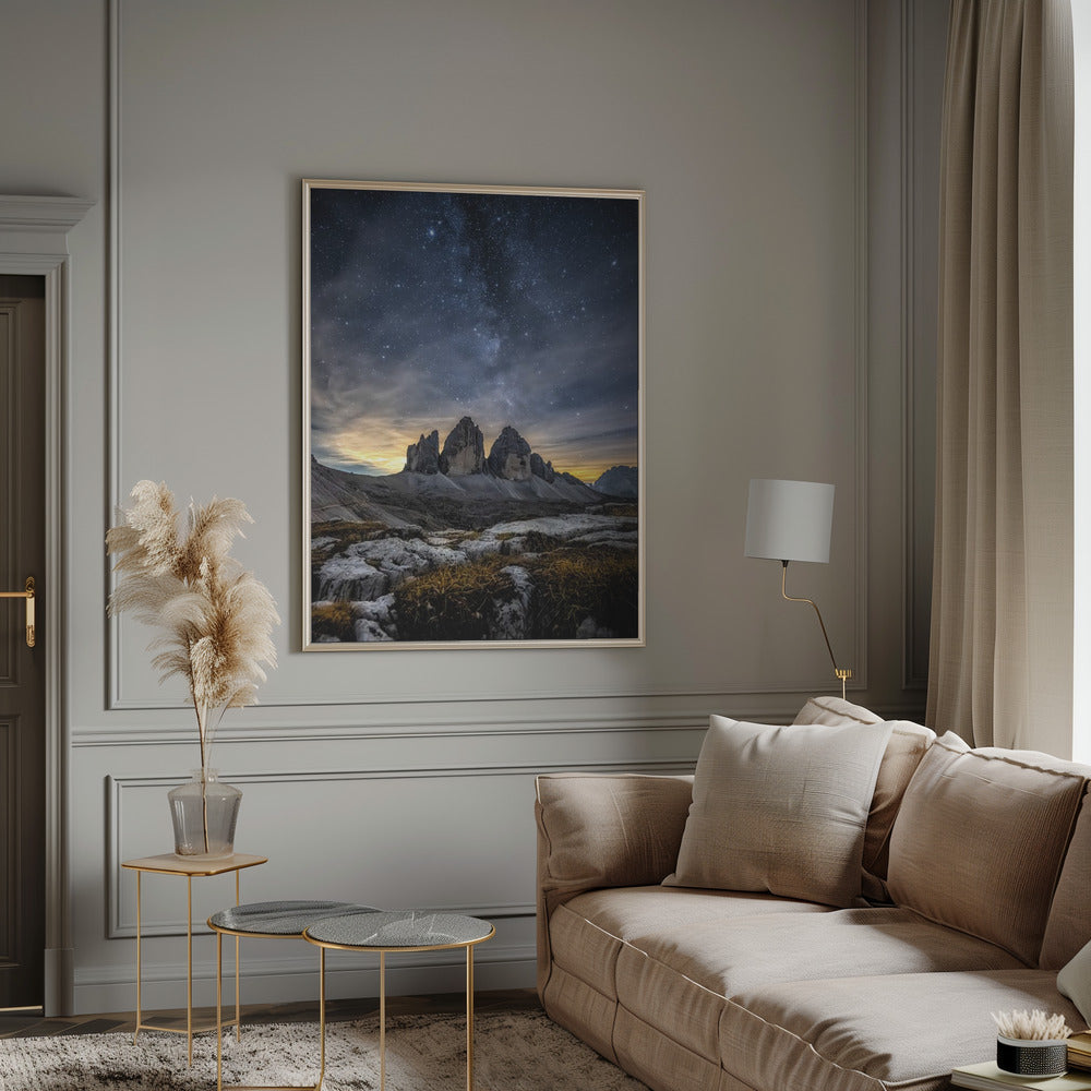 Dolomites at night Poster