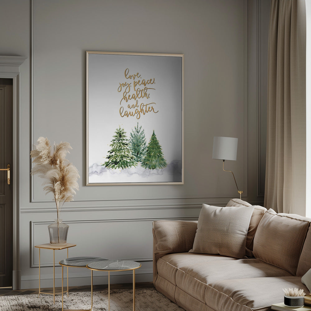 Christmas trees with holiday wishes Poster