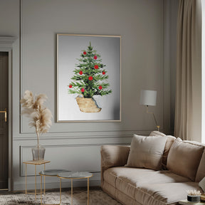 Cozy watercolor Christmas tree Poster