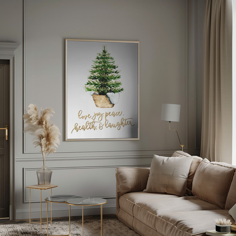 Cozy Christmas tree with holiday wishes Poster