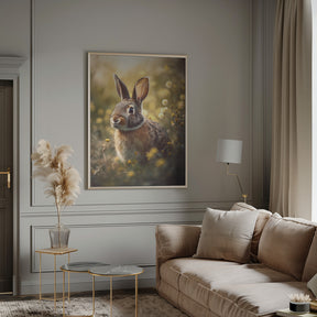 Bunny in Flower Field Poster