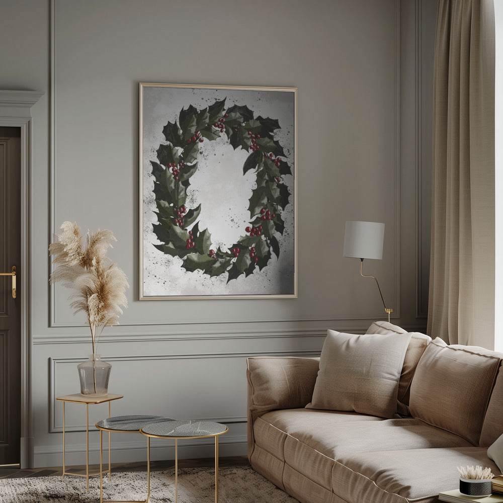 Splatters holly wreath Poster