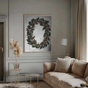 Splatters holly wreath Poster