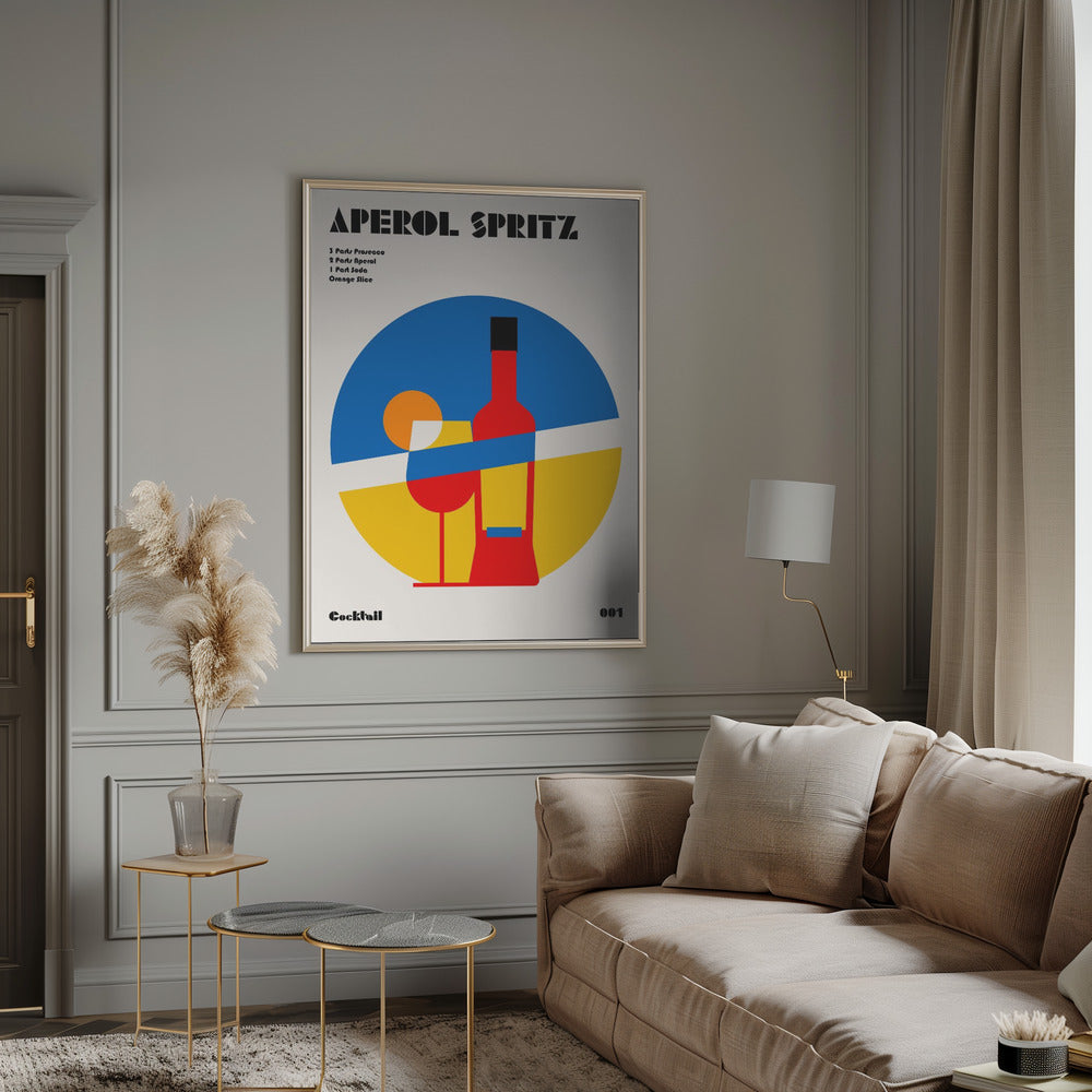 Aperol Spritz Cocktail Bauhaus Art Print Poster