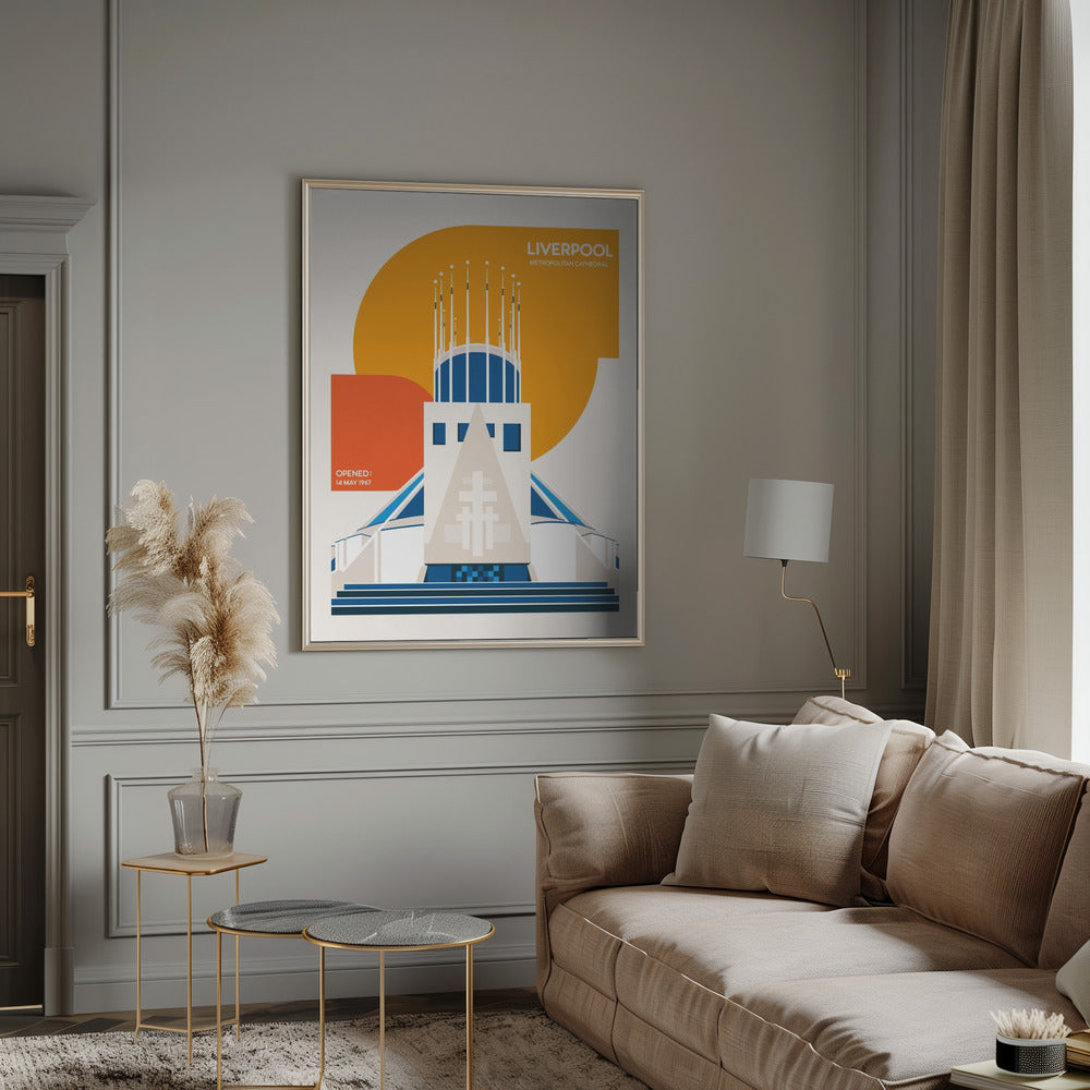 Liverpool Metropolitan Cathedral Retro Architecture Print Poster