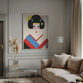 Geisha Girl Geometric Illustration Poster