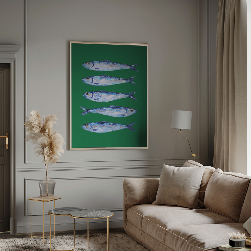 Sardines Forest Green Poster