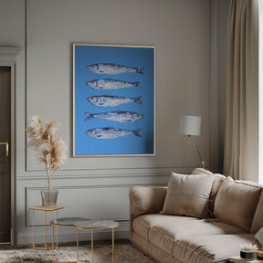 Sardines on Blue Poster