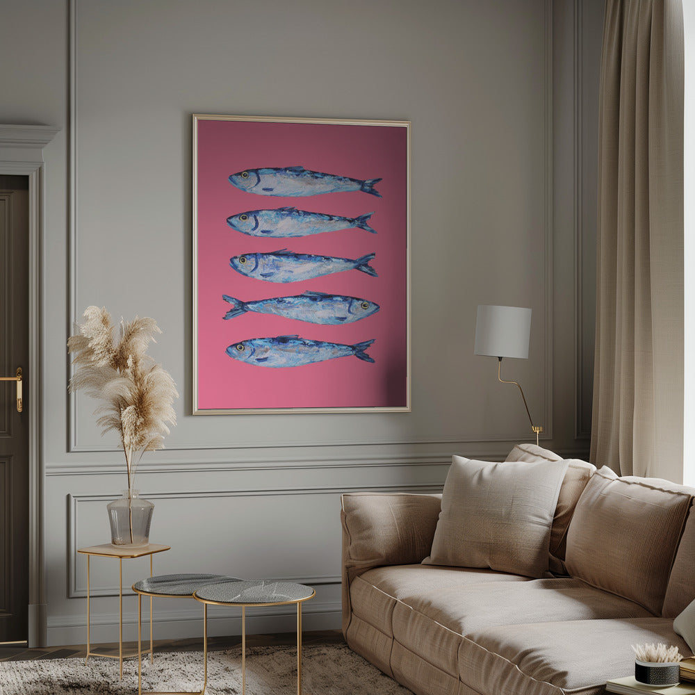 Sardines on Pink Poster