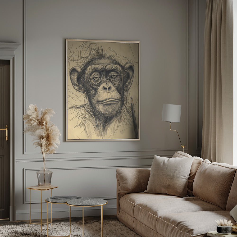 Monkey drawing Poster