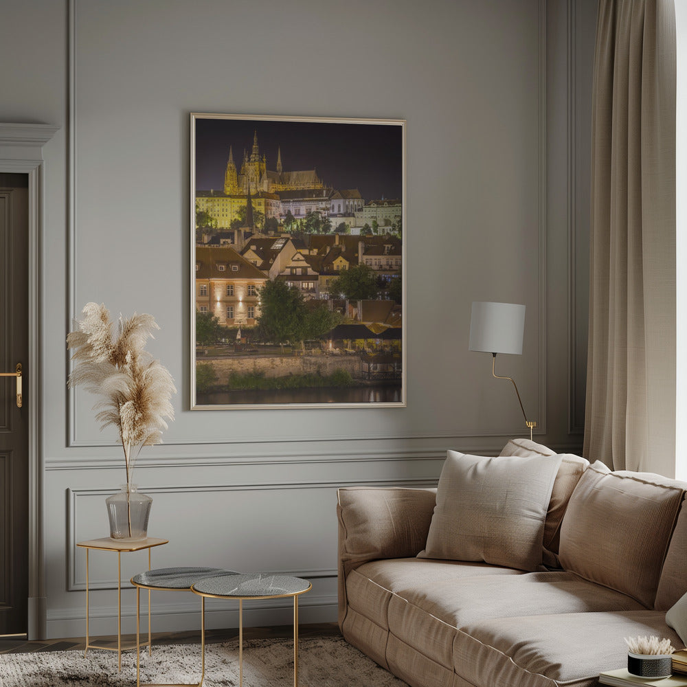 Prague Castle and St. Vitus Cathedral by night Poster