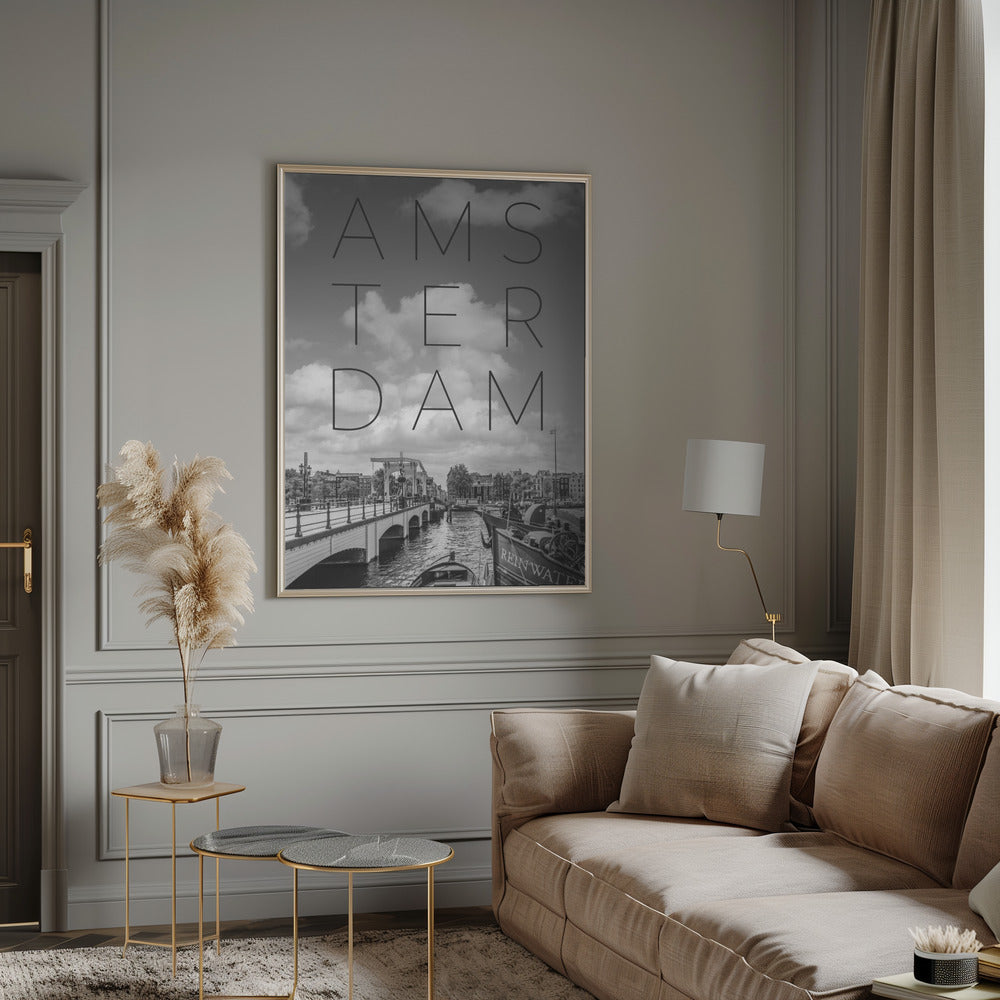 AMSTERDAM Magere Brug | Text &amp; Skyline Poster