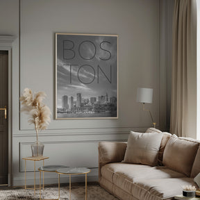 BOSTON Skyline Financial District &amp; North End | Text &amp; Skyline Poster