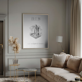 Coordinates BERLIN | monochrome watercolor Poster