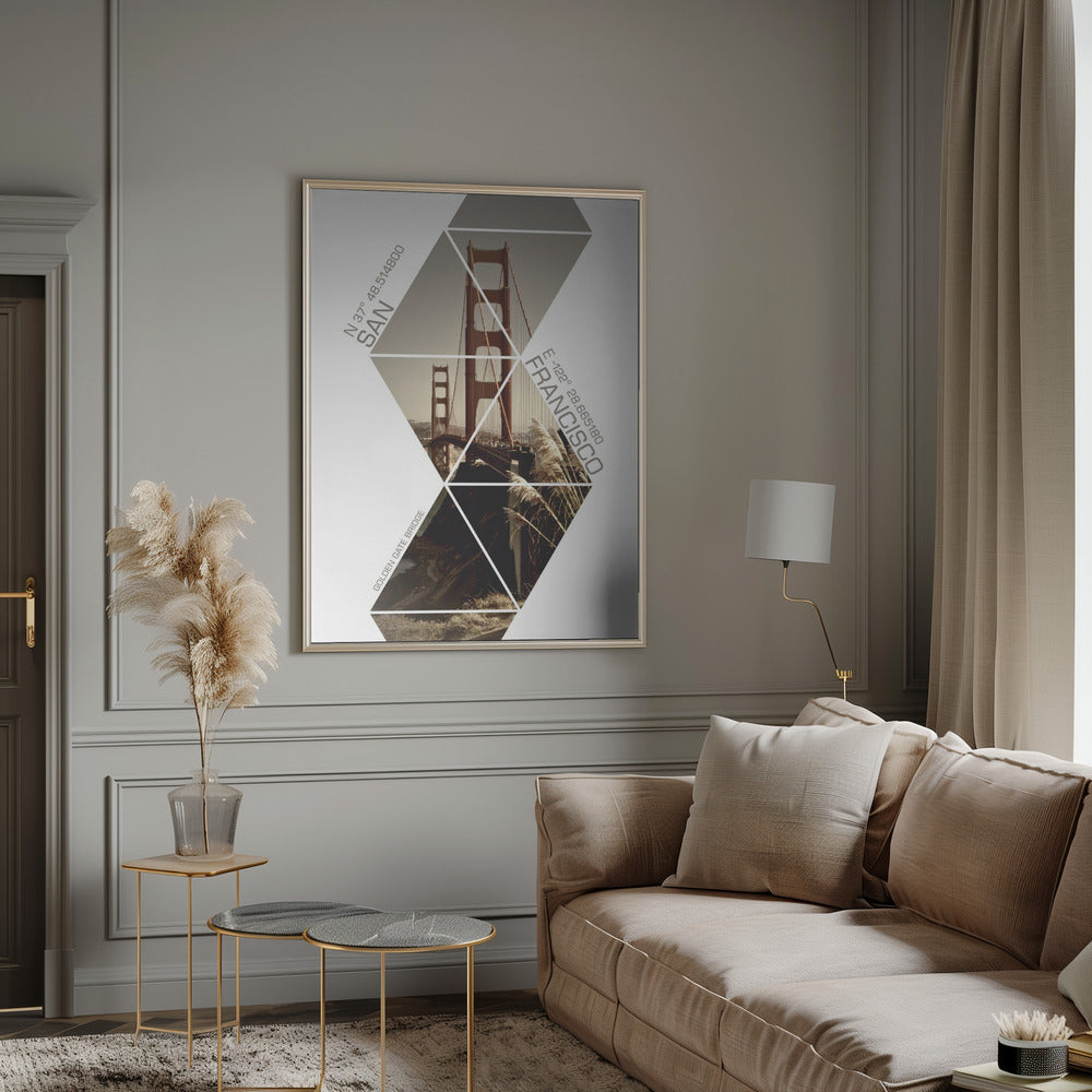 Coordinates SAN FRANCISCO Golden Gate Bridge Poster