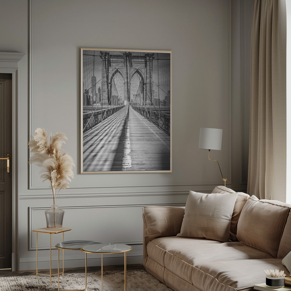 NEW YORK CITY Brooklyn Bridge - upright slim panorama Poster