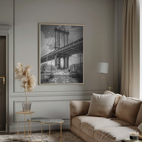 NEW YORK CITY Manhattan Bridge - upright slim panorama Poster