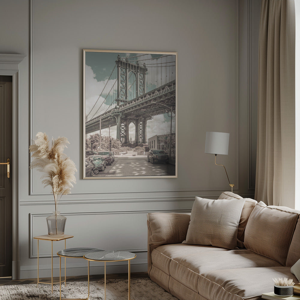 NYC Manhattan Bridge Panorama | urban vintage style Poster