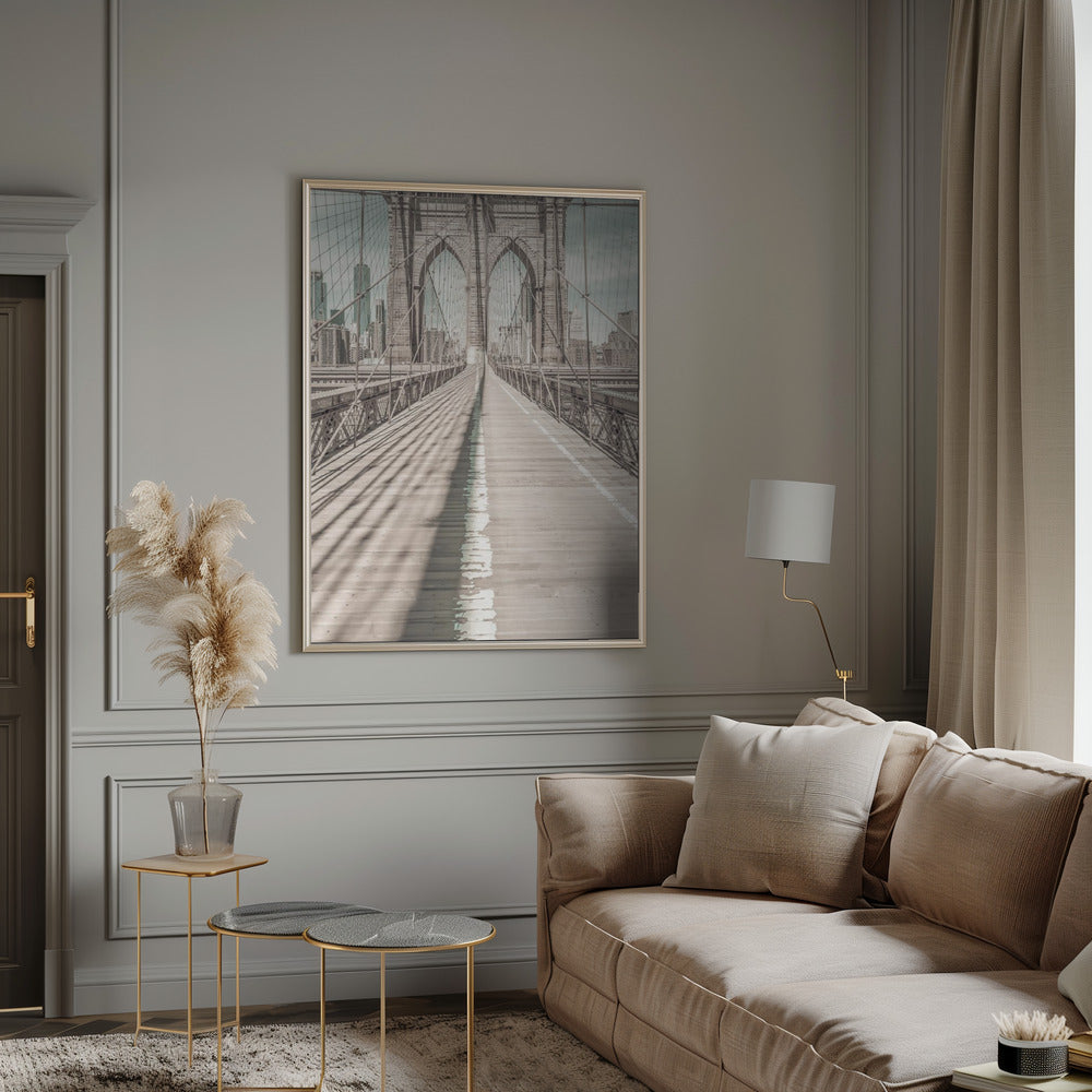 NYC Brooklyn Bridge Panorama | urban vintage style Poster